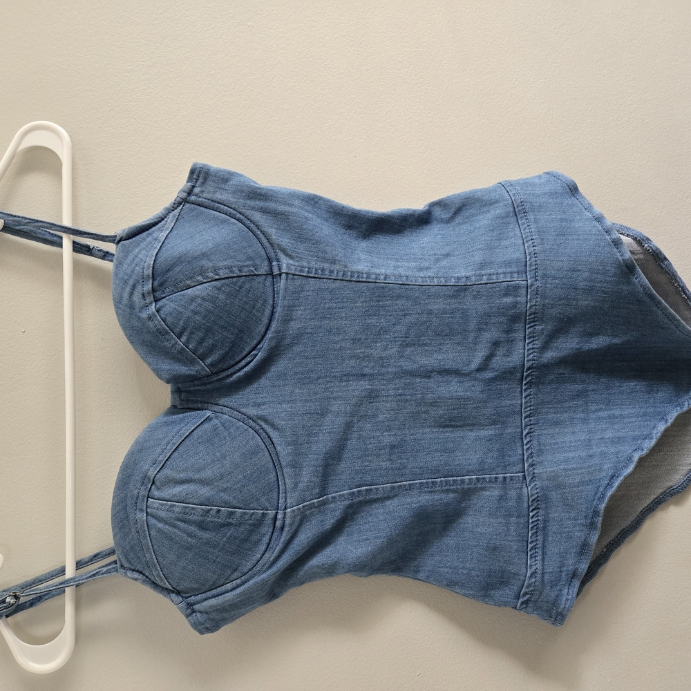 Denim Bustier Bodysuit‎